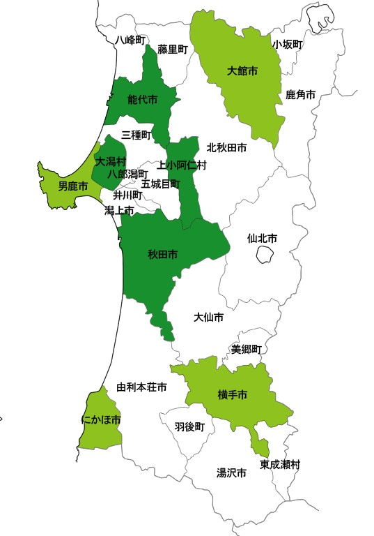 犯罪遭遇率の色分け地図・秋田県