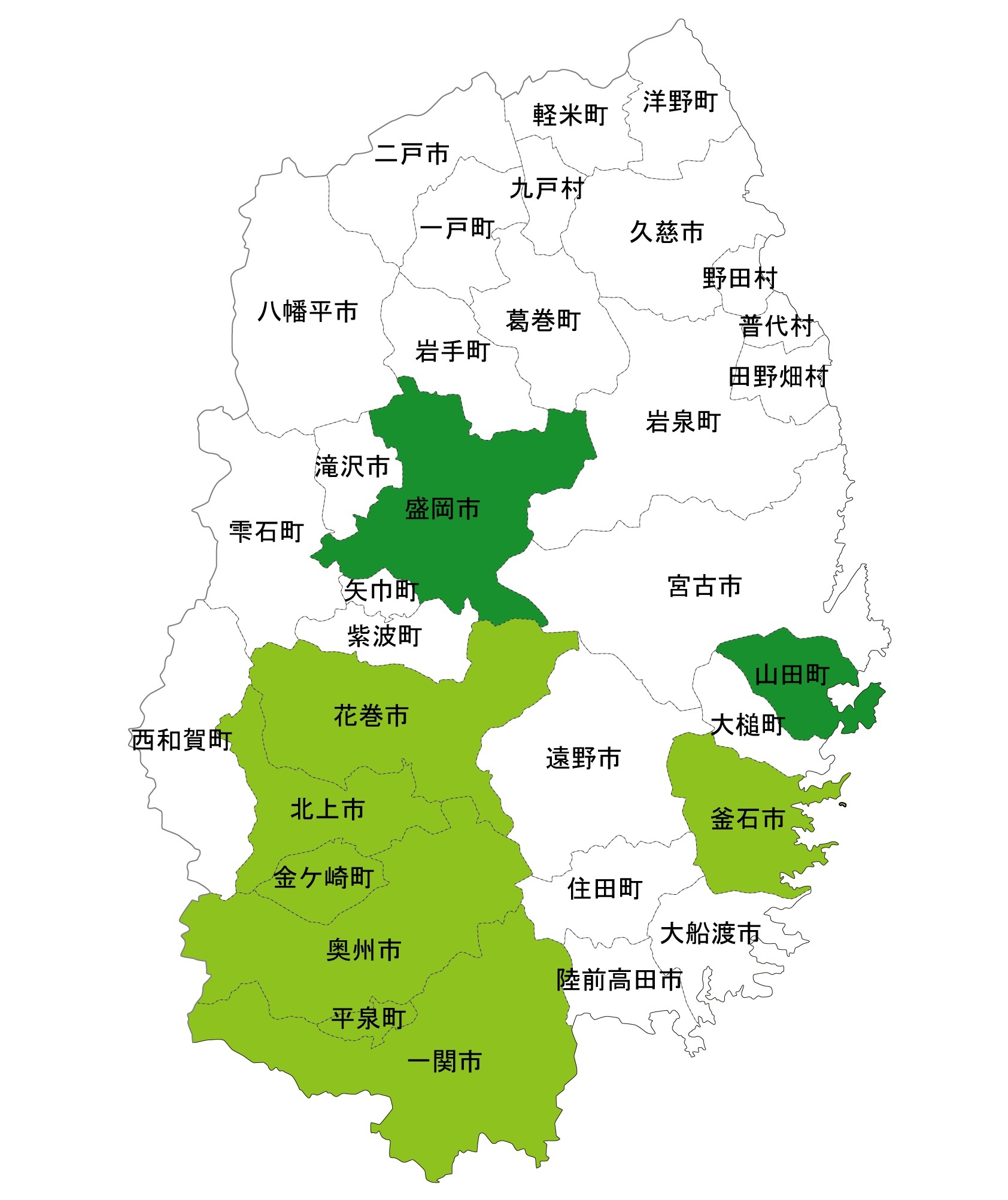 犯罪遭遇率の色分け地図・岩手県