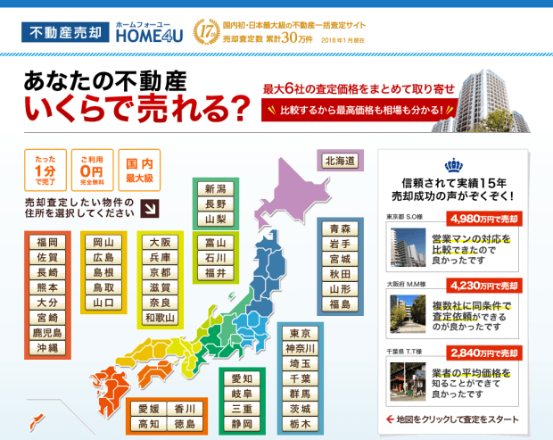 不動産一括査定サイトの「HOME4U(ホームフォーユー)」