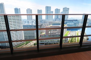バルコニーの手すり横桟入り