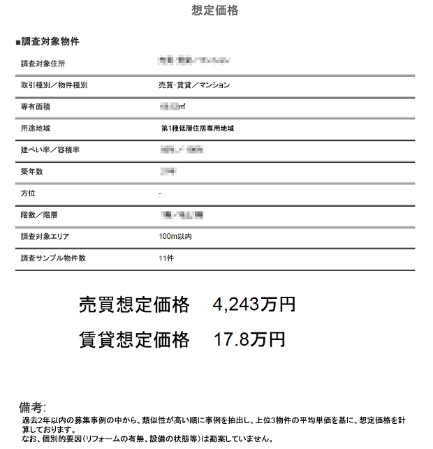 B社の査定書